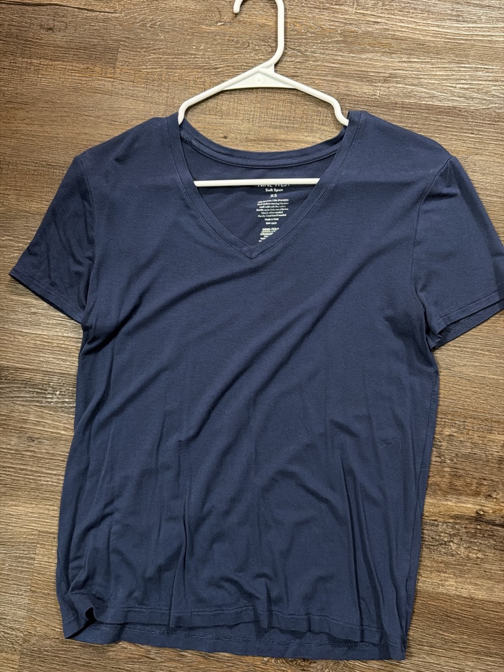 Nine West Women's Short Sleeve V-Neck Tee - Navy Blue